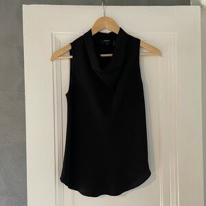 Theory 100% silk black cowl neck sleeveless top, S